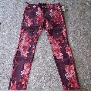 New Else Women's Skinny Jeans - Red and Pink Floral